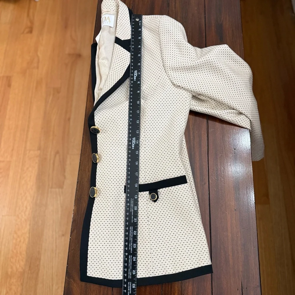 Escada Margaretha Ley Silk Wool Polka Dot Blazer Black Trim Old Money Chic EU 36 - Picture 14 of 17